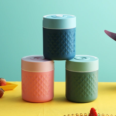 Wholesale of new creative student plastic portable breakfast cups and stainless steel oat microwave soup cups for office workers Wholesale of new creative student plastic portable breakfast cups and stainless steel oat microwave soup cups for office workers